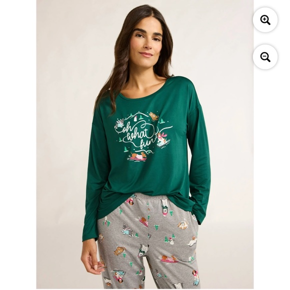 Joyspun Women’s Plus “Oh What Fun” Multi Colored 2 PC Pajama Set Size 3X NWT - Picture 3 of 10